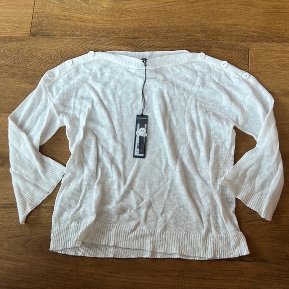 NWT Micheal Stars White Button Sweater size small - Picture 1 of 5